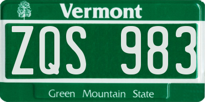 VT license plate ZQS983