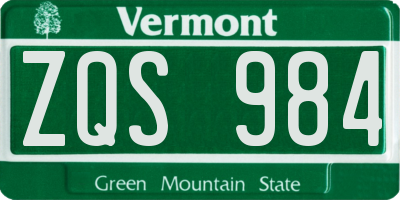 VT license plate ZQS984