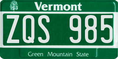 VT license plate ZQS985