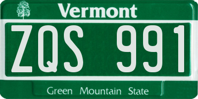 VT license plate ZQS991