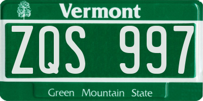 VT license plate ZQS997