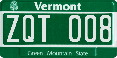 VT license plate ZQT008
