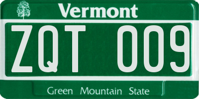 VT license plate ZQT009