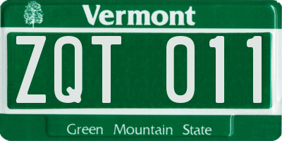 VT license plate ZQT011