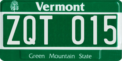 VT license plate ZQT015