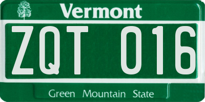 VT license plate ZQT016