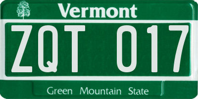 VT license plate ZQT017