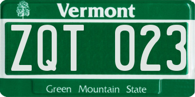 VT license plate ZQT023