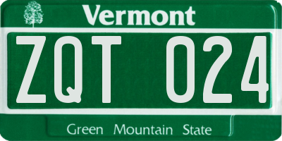 VT license plate ZQT024
