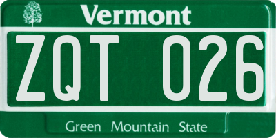 VT license plate ZQT026