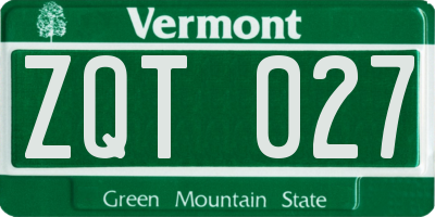 VT license plate ZQT027