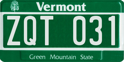VT license plate ZQT031