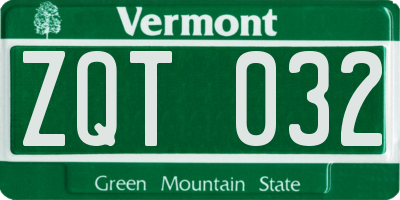 VT license plate ZQT032
