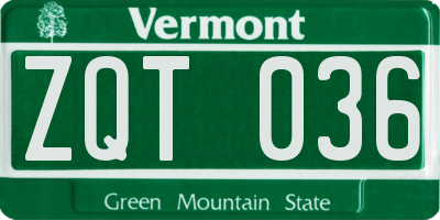 VT license plate ZQT036