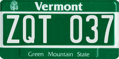 VT license plate ZQT037