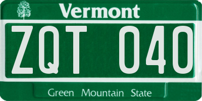 VT license plate ZQT040