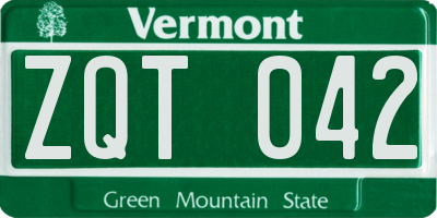 VT license plate ZQT042