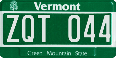 VT license plate ZQT044