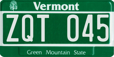 VT license plate ZQT045