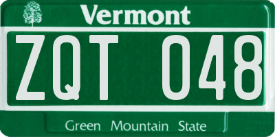 VT license plate ZQT048