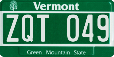 VT license plate ZQT049