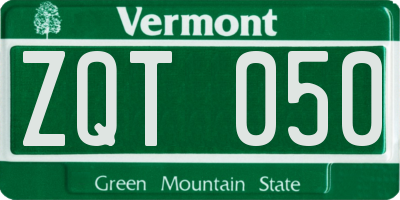 VT license plate ZQT050