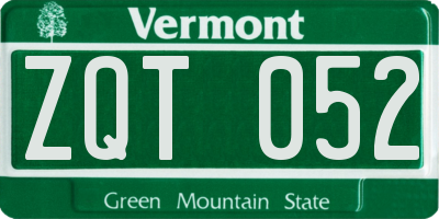 VT license plate ZQT052