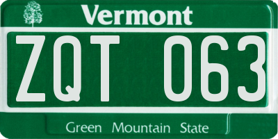 VT license plate ZQT063