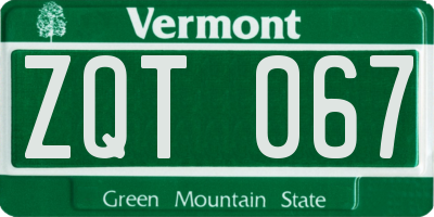 VT license plate ZQT067