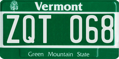 VT license plate ZQT068