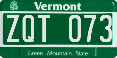 VT license plate ZQT073