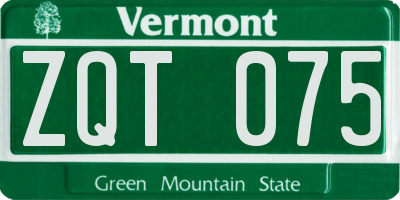 VT license plate ZQT075