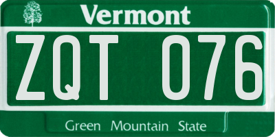 VT license plate ZQT076