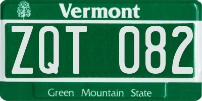 VT license plate ZQT082