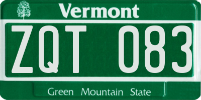 VT license plate ZQT083