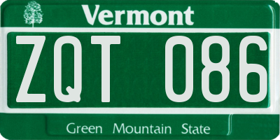 VT license plate ZQT086