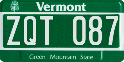 VT license plate ZQT087