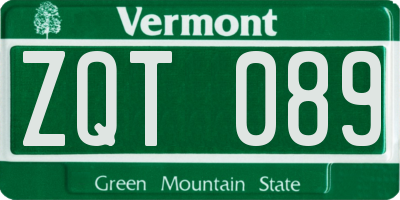 VT license plate ZQT089