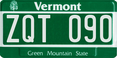 VT license plate ZQT090