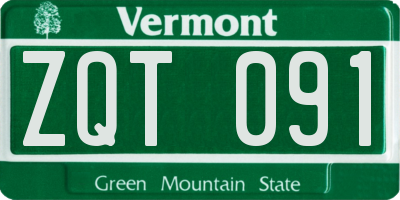 VT license plate ZQT091