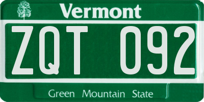 VT license plate ZQT092