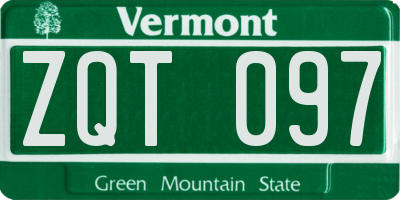 VT license plate ZQT097