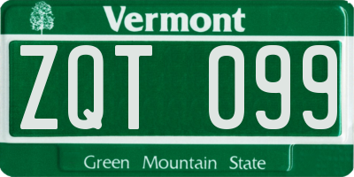 VT license plate ZQT099