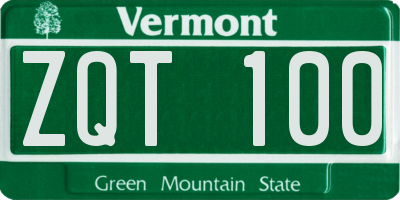 VT license plate ZQT100