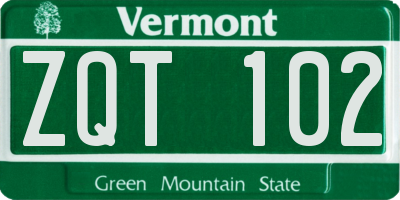 VT license plate ZQT102