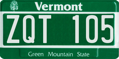 VT license plate ZQT105