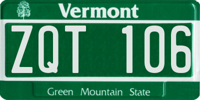 VT license plate ZQT106
