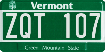 VT license plate ZQT107