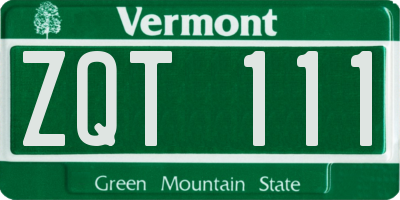 VT license plate ZQT111