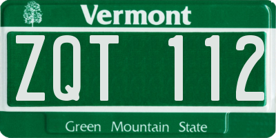 VT license plate ZQT112